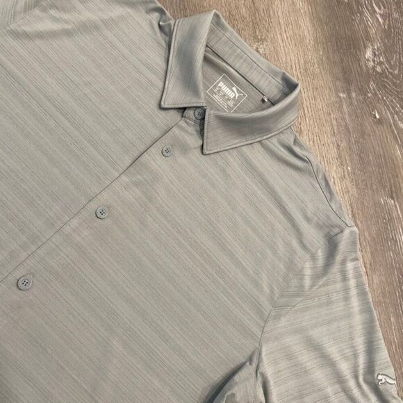 Puma Grey Buttonup Polo Shirt Men Medium Bin G-6‎ - Picture 2 of 4